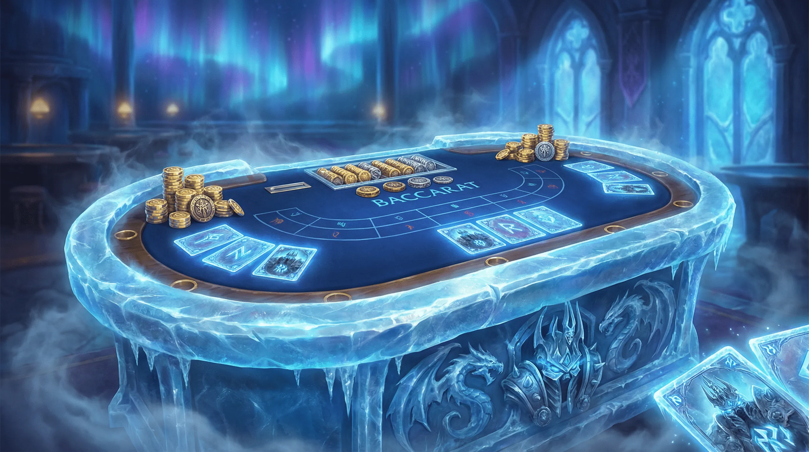 Mesa de Bacará luxuosa com cristais de gelo no superbet entrar