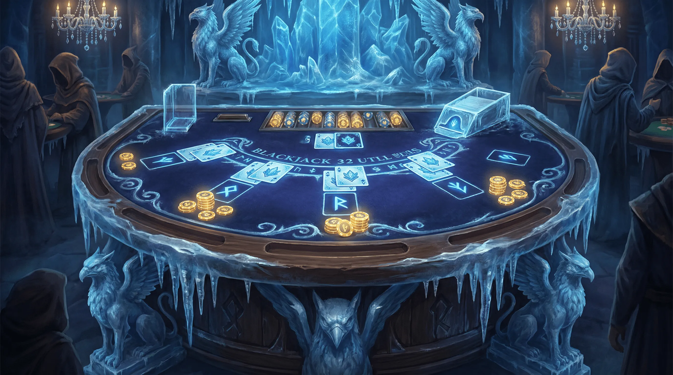 Mesa de Blackjack elegante com tema de gelo no superbet entrar